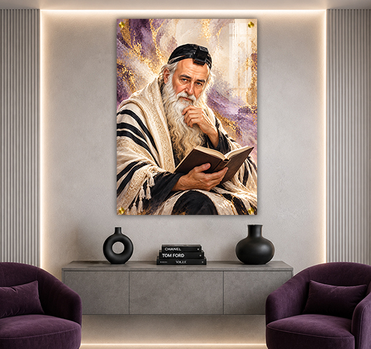 ציור של רבי מאיר בעל הנס במבט צדדי על קנבס או זכוכית מחוסמת