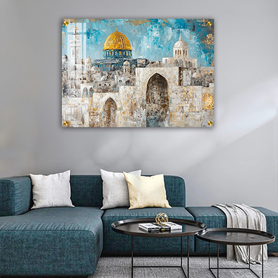ציור אבסטרקט של חומות ירושלים על קנבס או זכוכית מחוסמת